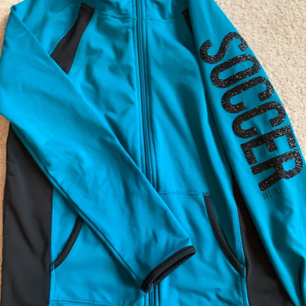 Girls justice soccer zip up hoodie